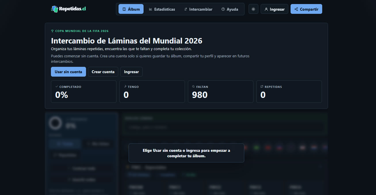 Repetidas.cl: Web para intercambio de láminas